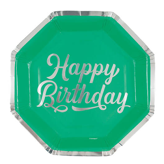 Plato Hexagonal 7" Silver & Bright Happy Birthday C/8