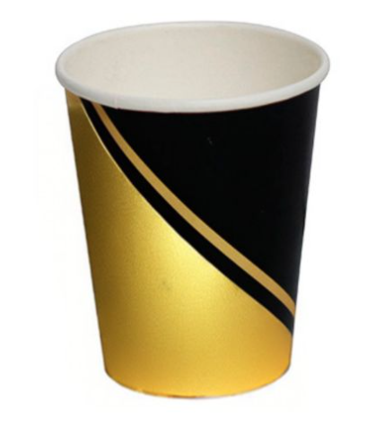 Vaso 9oz Foil Dorado/Negro C/8