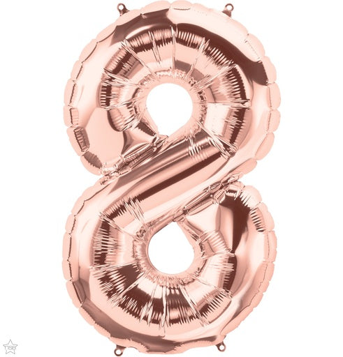 Globo 14" Numero 8 Oro Rosa C/1