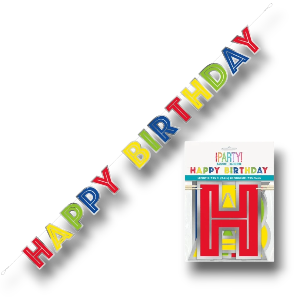 Banner Happy Birthday Silver & Rainbow C/1