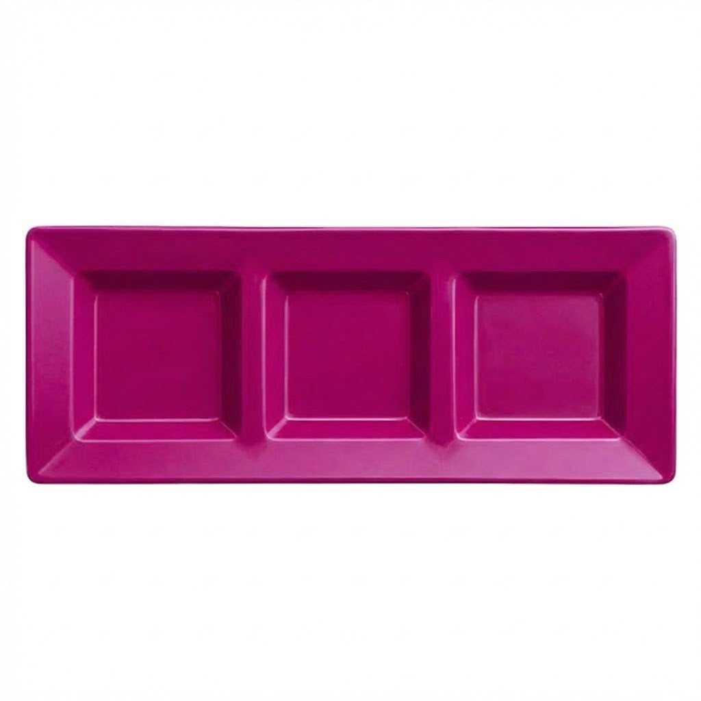 Charola Rectangular Con Division Magenta  C/3