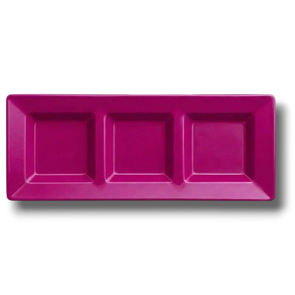 Charola Rectangular Con Division Magenta  C/3