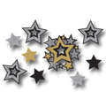 Assorted Star Cutouts Negro / Plata / Dorado C/30