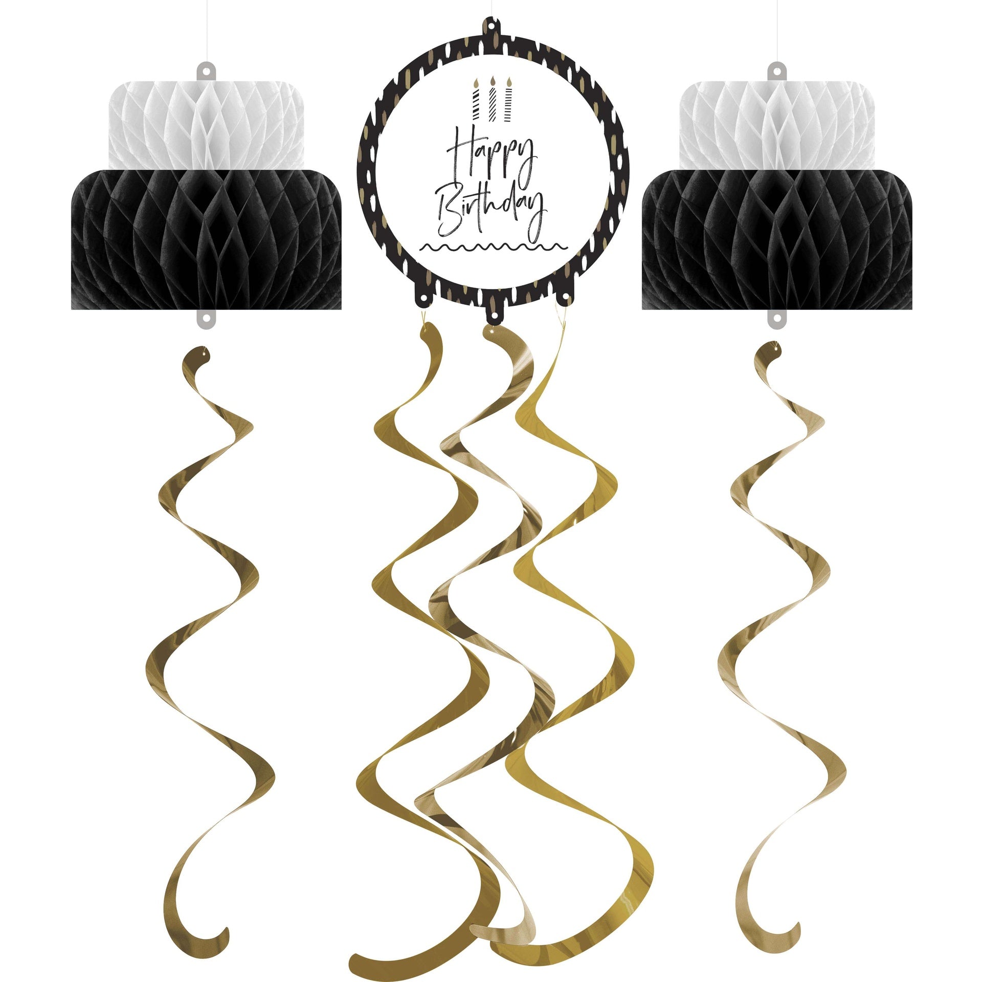 Hanging Cutouts Happy Birthday Golden Wishes C/1