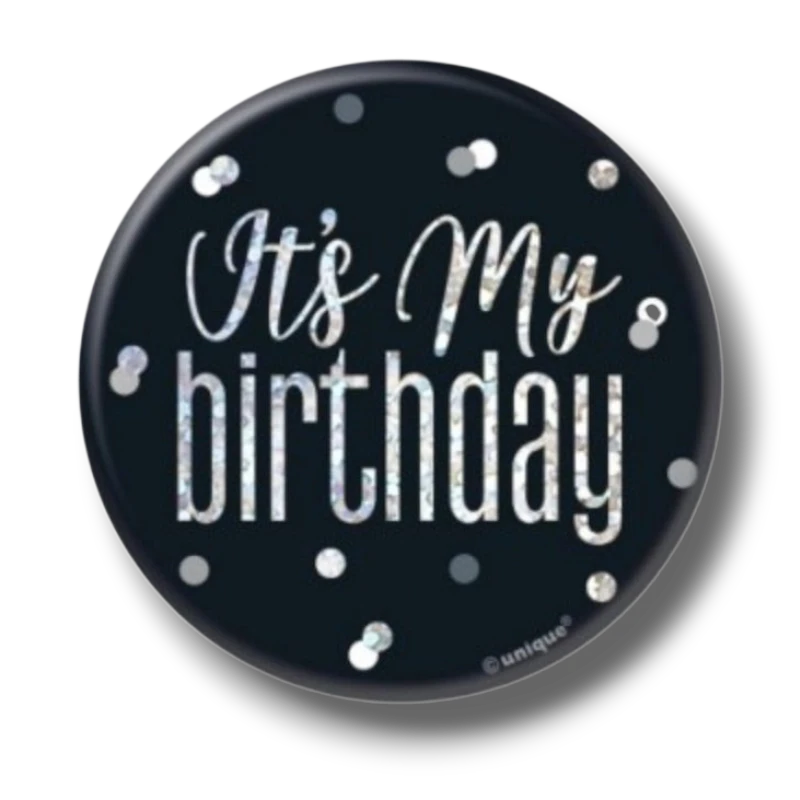Glitz Button Grey/Black Birthday C/1