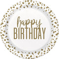 Plato 9" Confetti Gold Birthday C/8
