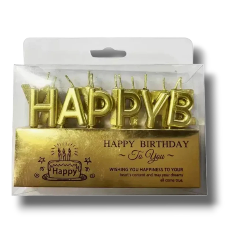 Happy Birthday Gold Candle (1 per candle)