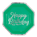 Hexagonal Plate 7" Silver &amp; Bright Happy Birthday C/8