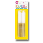 Velas Largas Dorado / Blanco C/12