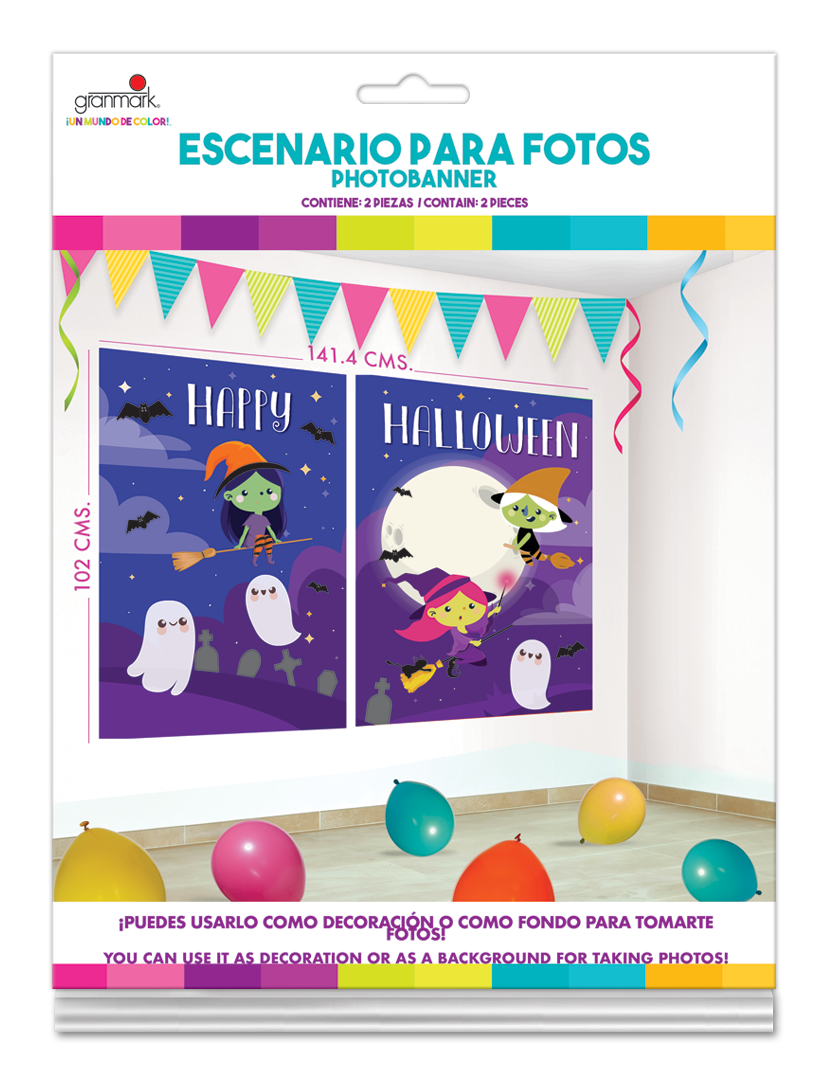 Escenario Para Fotos Happy Halloween Brujas C/2