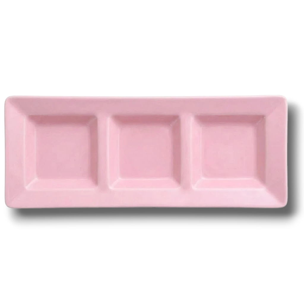 Charola Rectangular Con Division Rosa Bebe  C/3