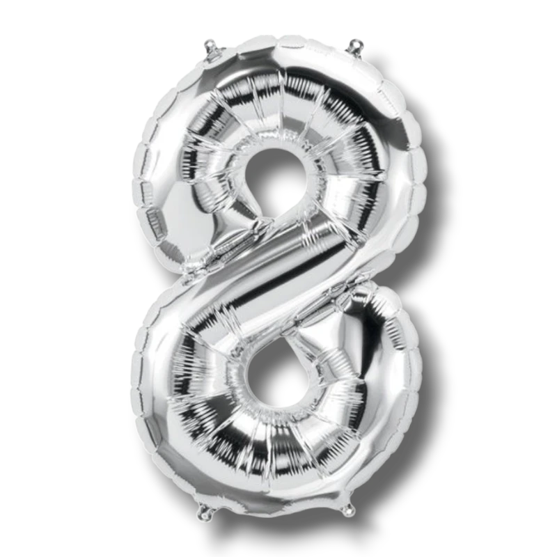 14" Balloon Number 8 Silver C/1