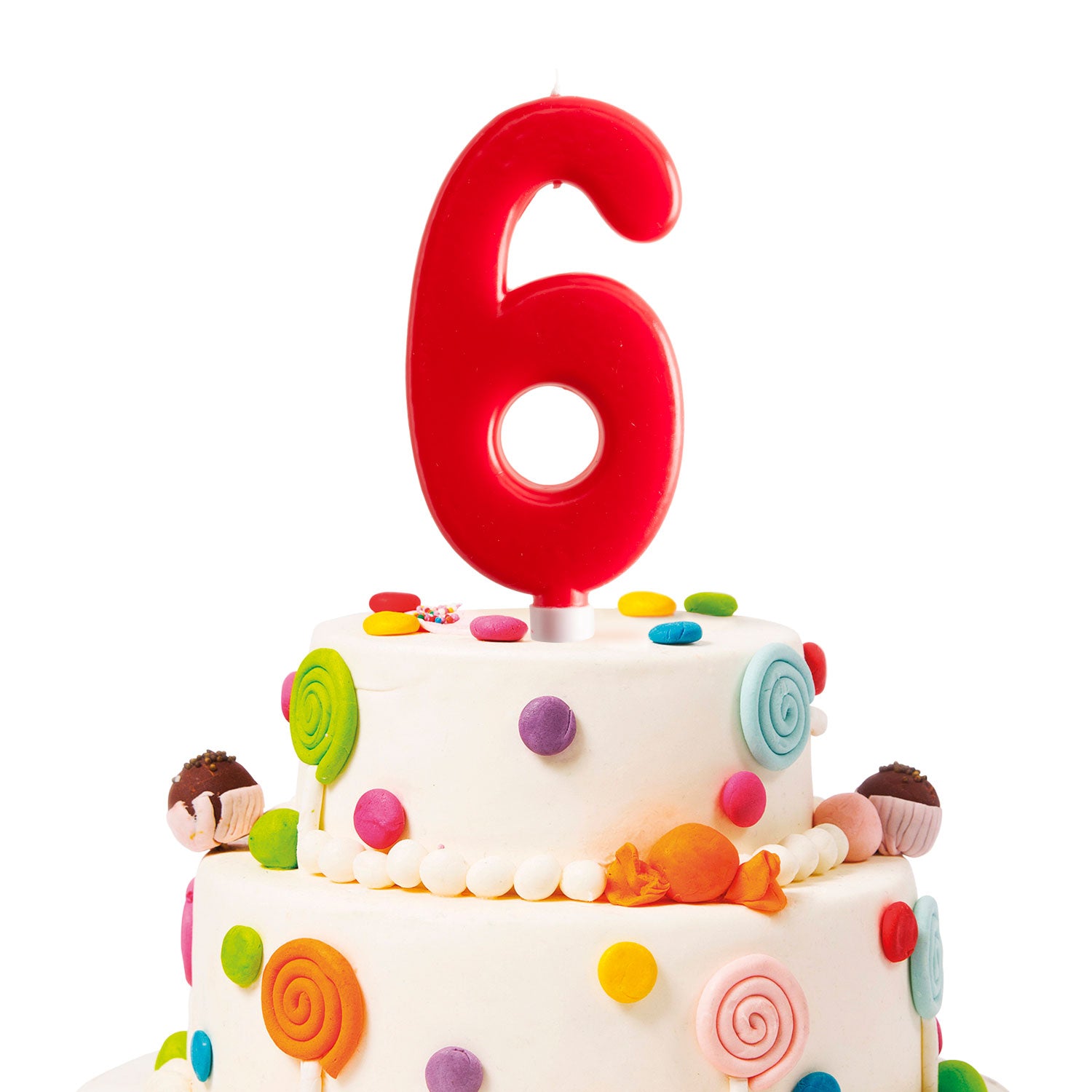 Vela Jumbo Numero Rojo 6 C/1