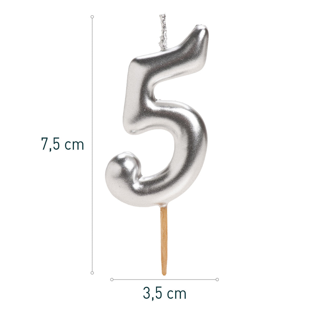 Vela Comic Plata Numero 5 C/1