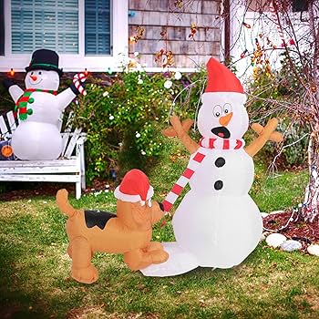 Muñeco de Nieve Con Perrito Inflable 1.5 m C/1