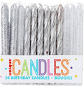Velas Espiral Glitter y Plata C/24