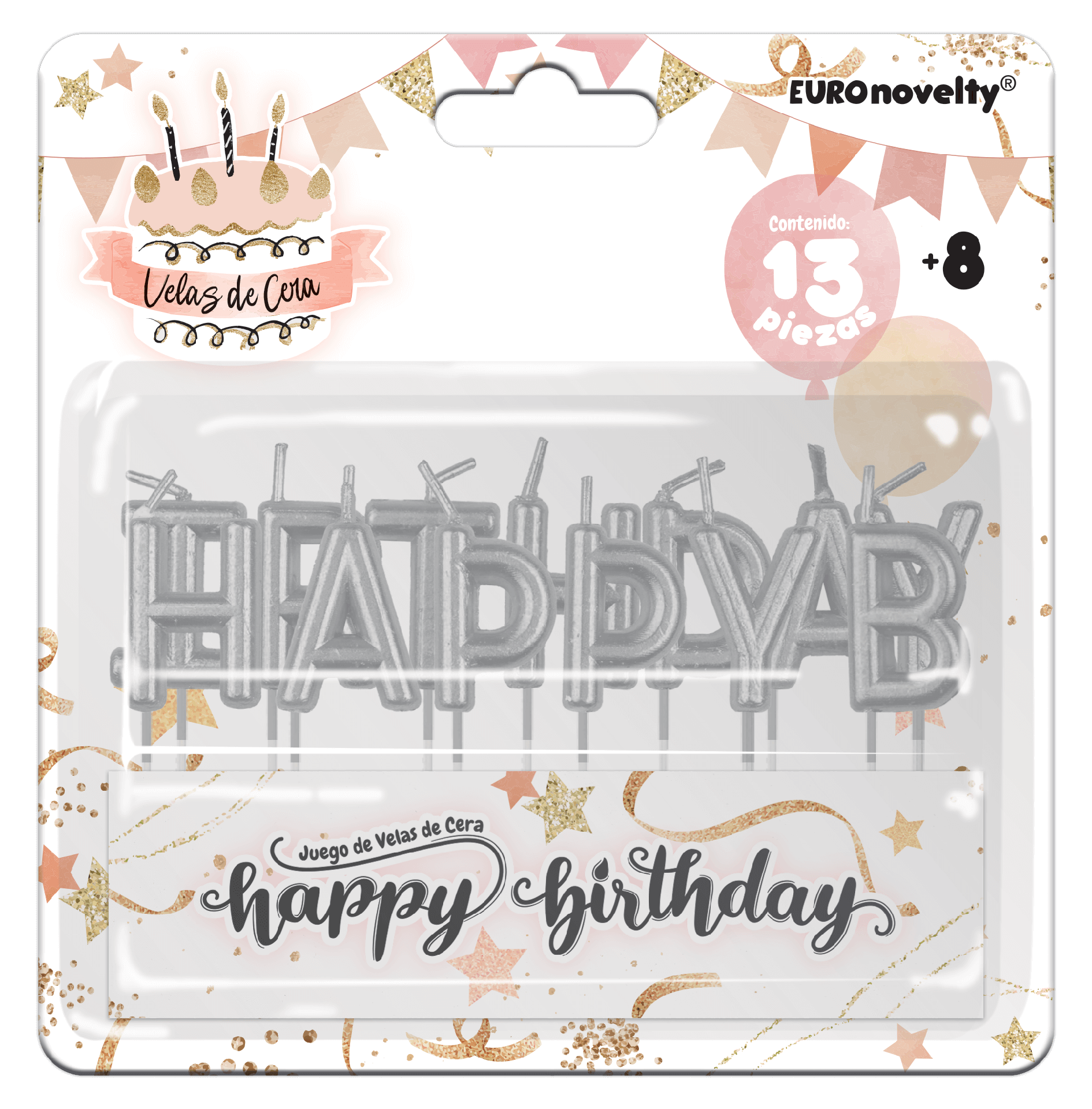 Vela Palillo Happy Birthday Plata C/1