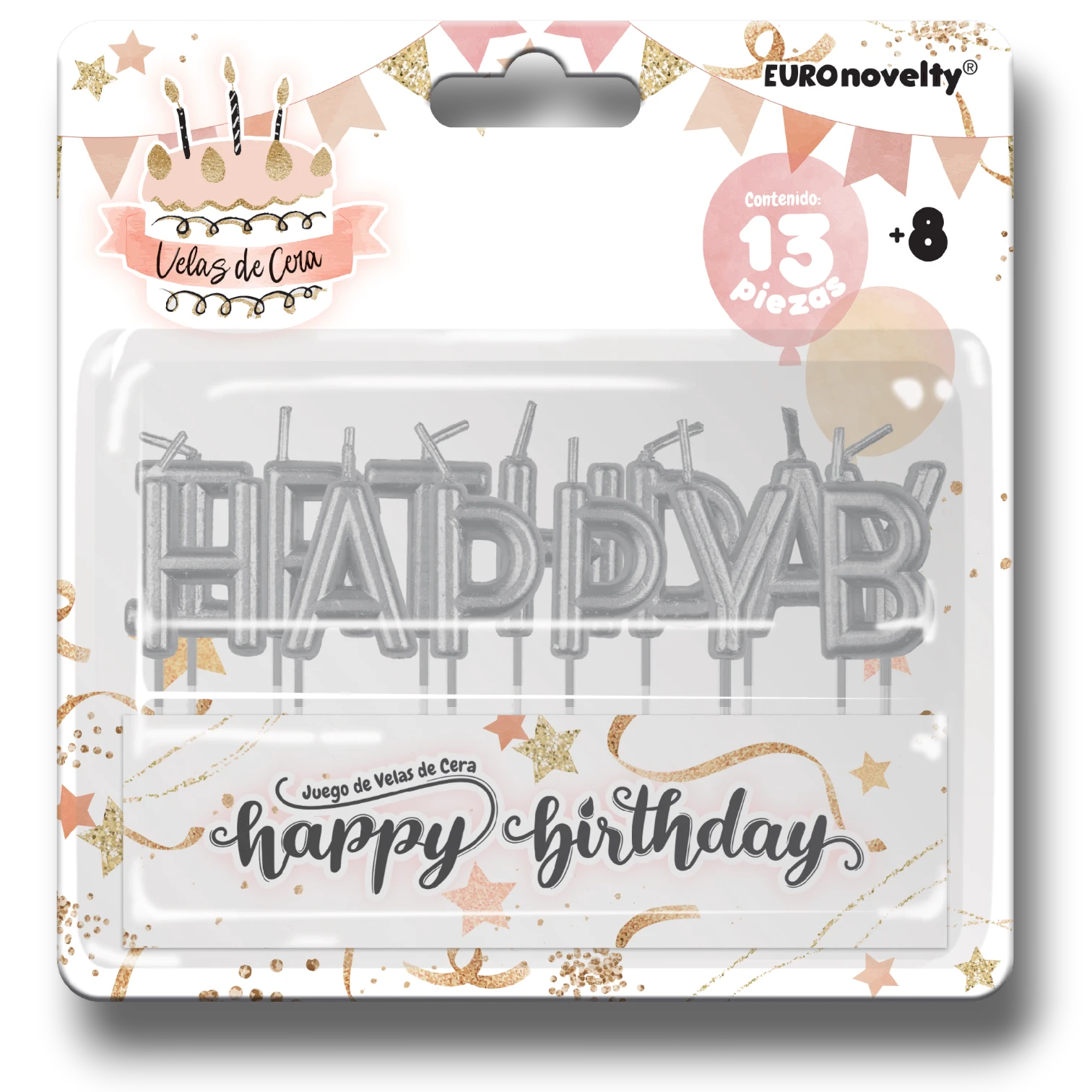 Happy Birthday Silver Stick Candle (1 per candle)