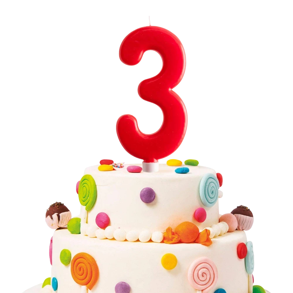 Vela Jumbo Numero Rojo 3 C/1