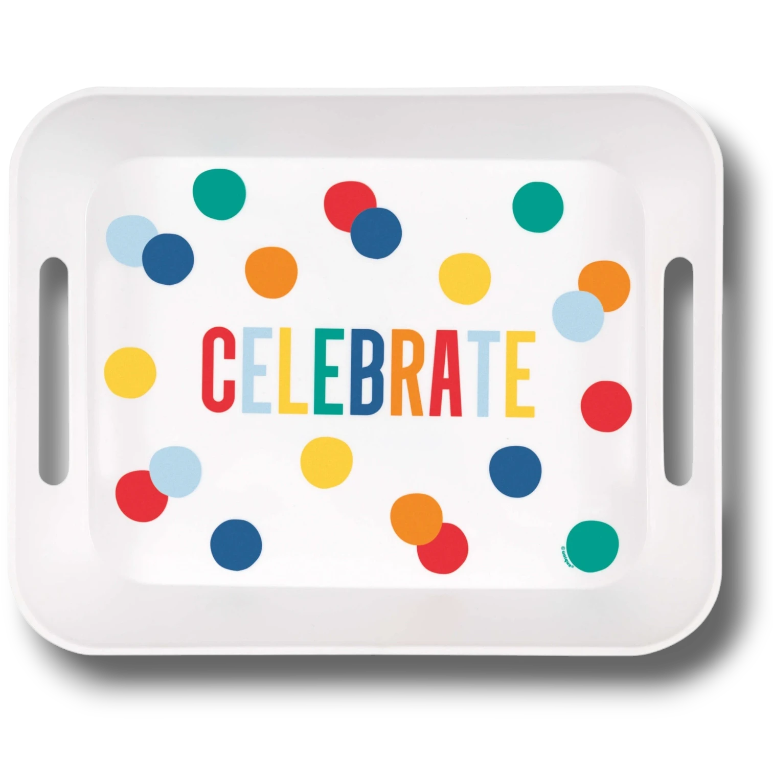 Happy Birthday Dots Plastic Tray (1 Pack)