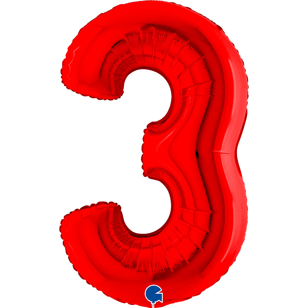 Globo 40" Numero 3 Red