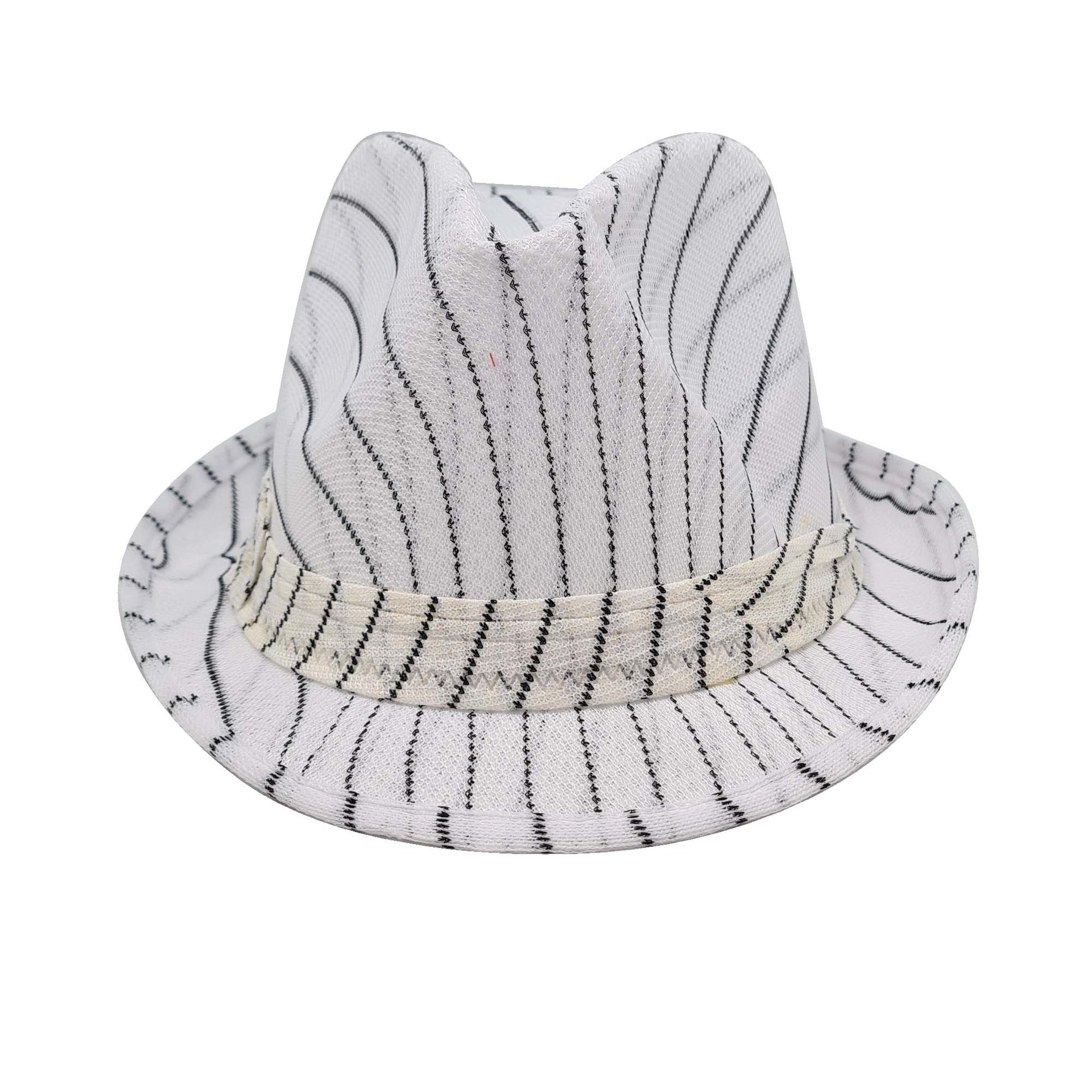 White Striped Fabric Hat C/1