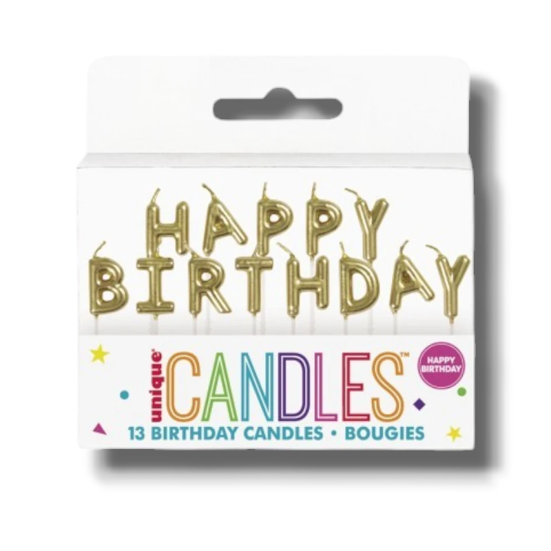 Happy Birthday Gold Candles (1 per candle)