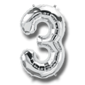 14" Balloon Number 3 Silver C/1