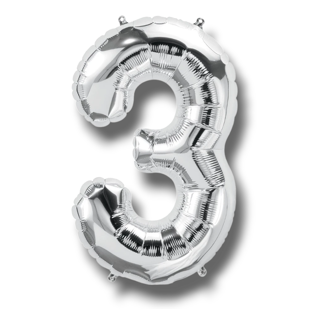14" Balloon Number 3 Silver C/1