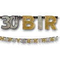 Banner Happy Birthday 30 Negro y Dorado C/1