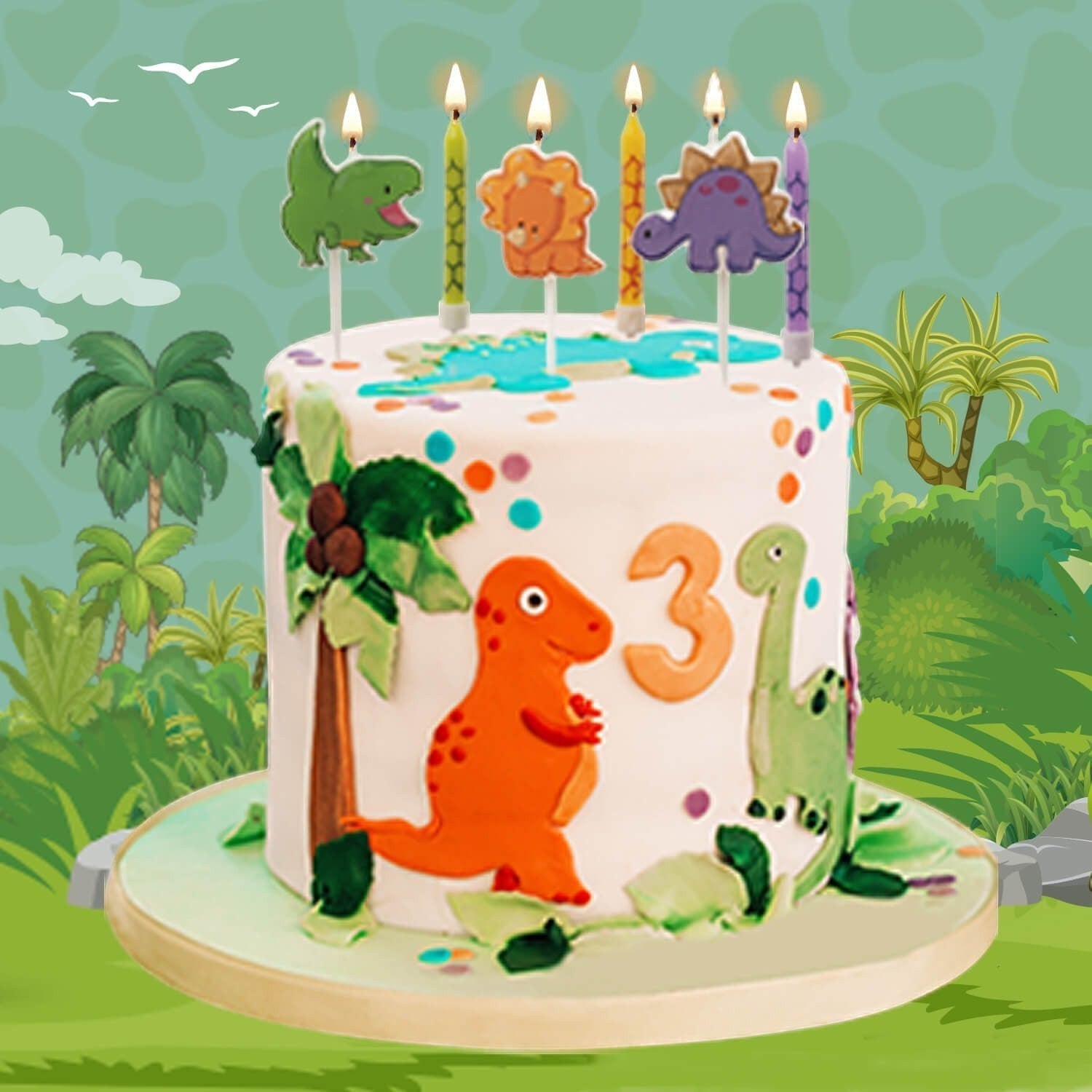Dinosaur 2D Birthday Candle Mix (15 per pack)
