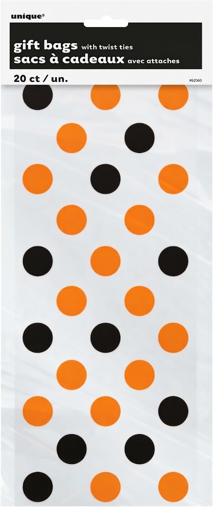 Bolsa Celofan Con Lunares Naranja y Negro C/20