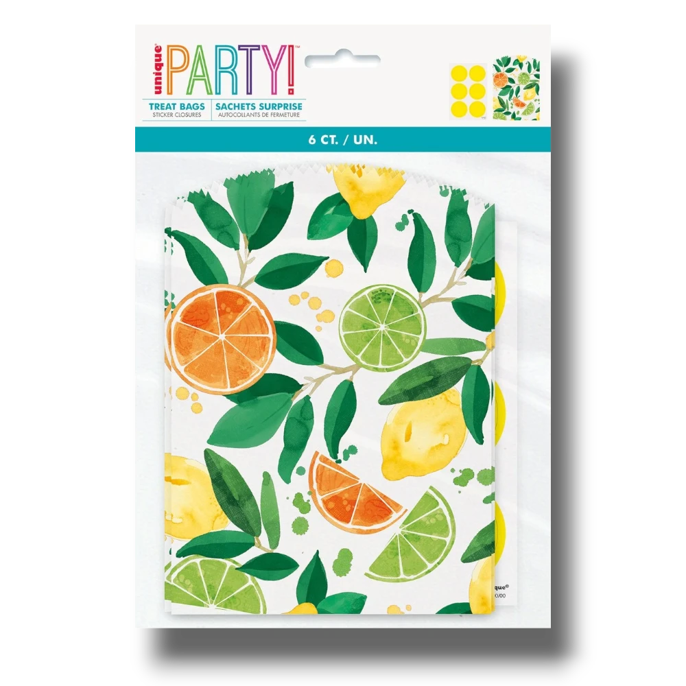 Bolsas De Papel Fruatas Citricas Con Calcomanias C/6
