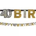 Happy Birthday Banner 40 Black and Gold C/1