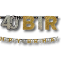 Banner Happy Birthday 40 Negro y Dorado C/1
