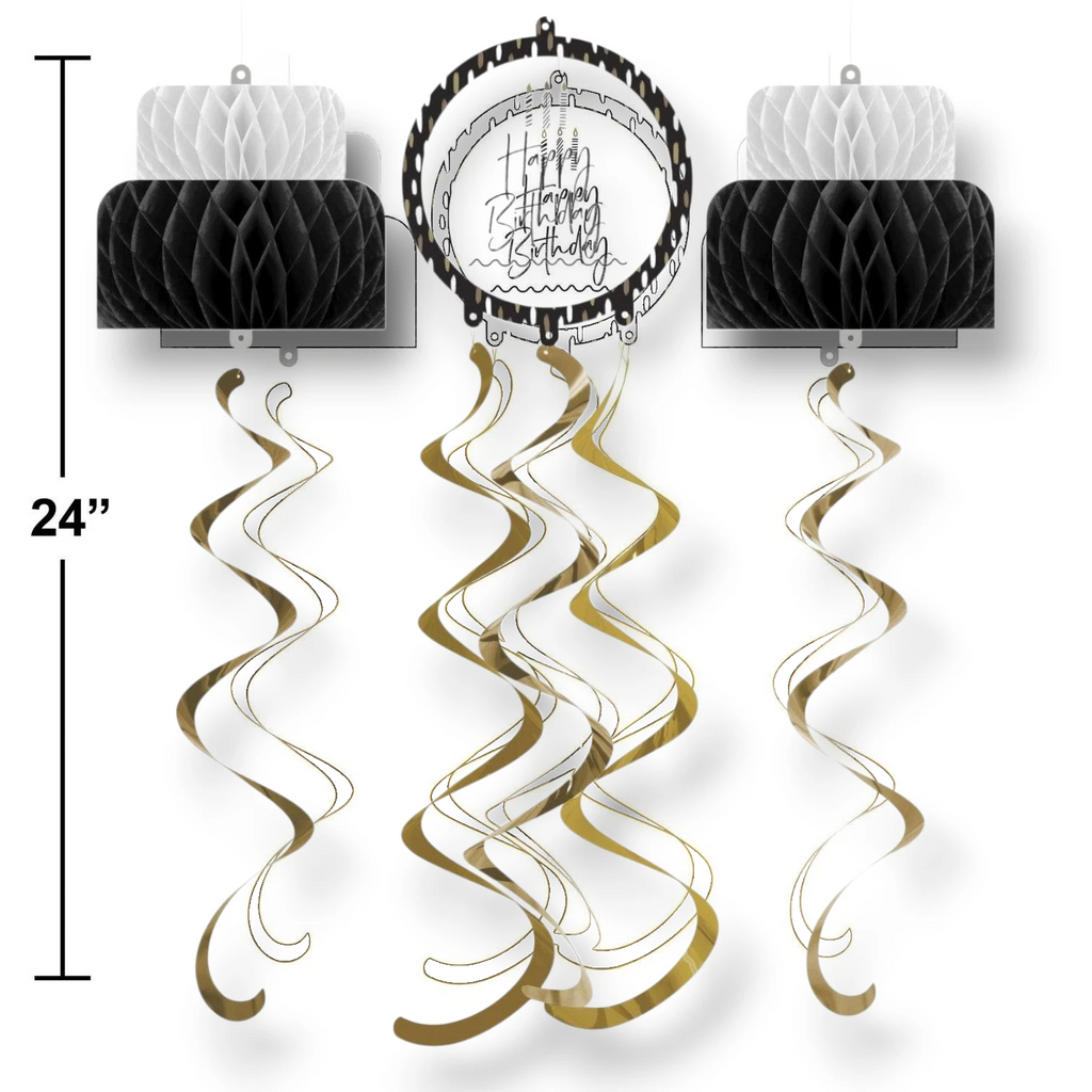 Hanging Cutouts Happy Birthday Golden Wishes C/1