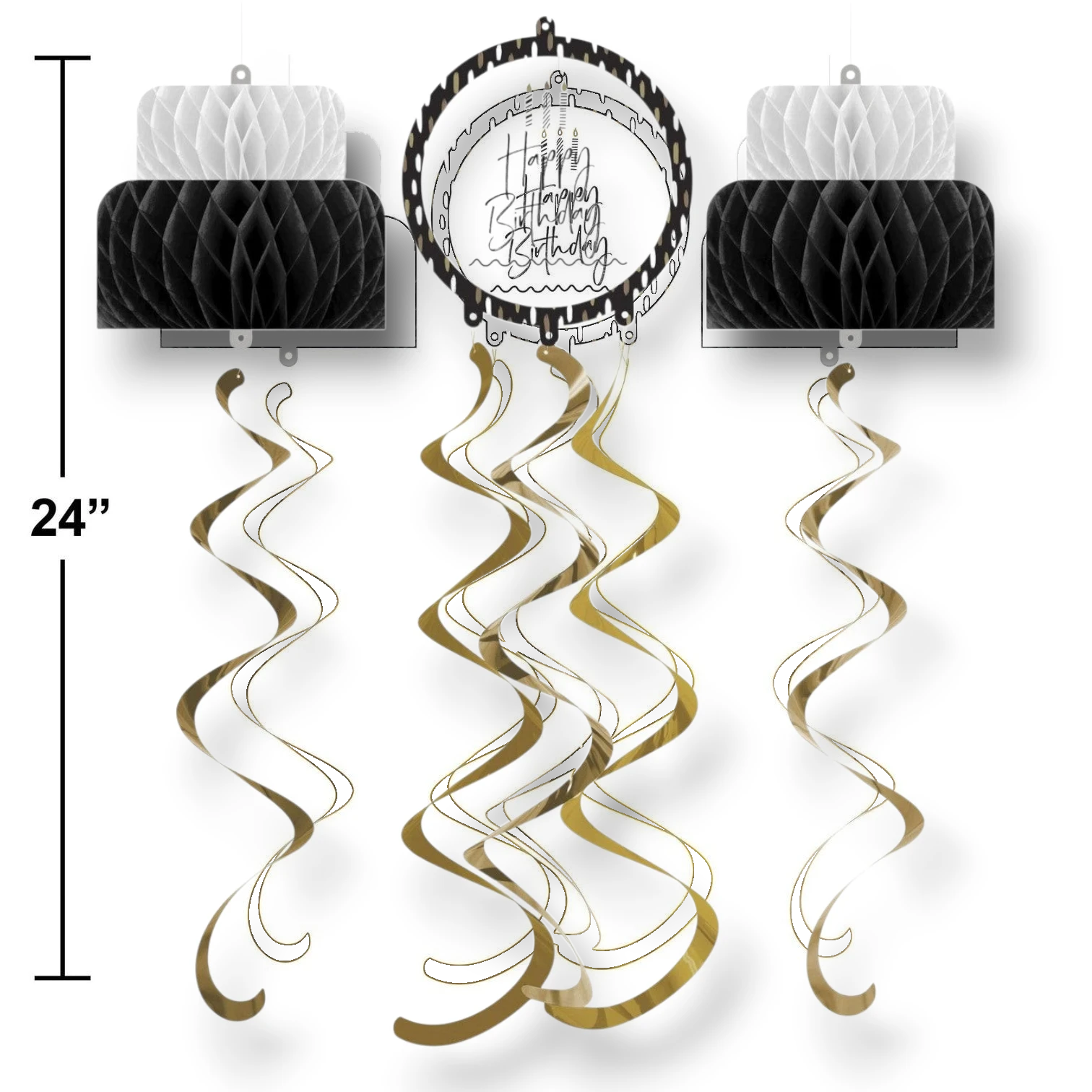 Hanging Cutouts Happy Birthday Golden Wishes C/1