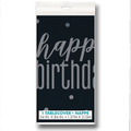 Happy Birthday Tablecloth Black &amp; Gray C/1