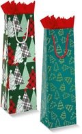 Christmas Bottle Bag with Pine Tree Design (1 per bag)