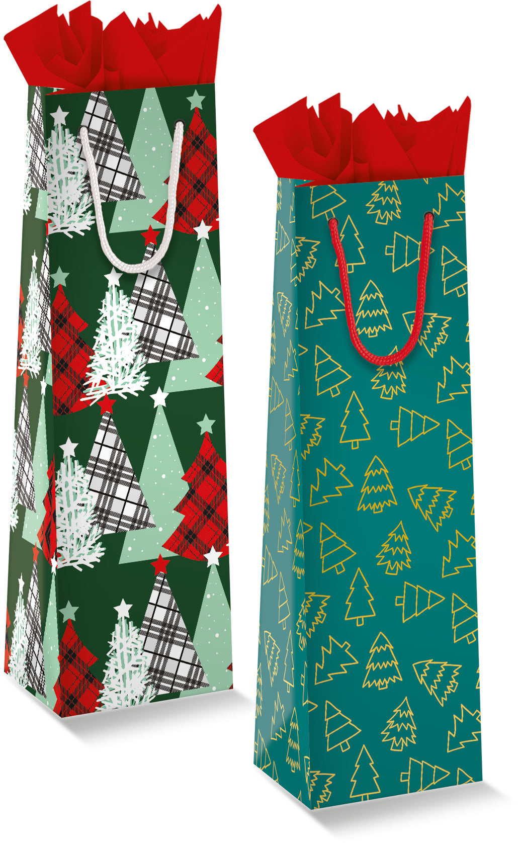 Bolsa Botella Navidad Pinos  C/1