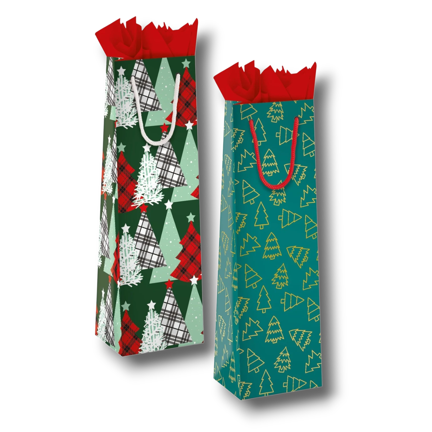 Bolsa Botella Navidad Pinos  C/1