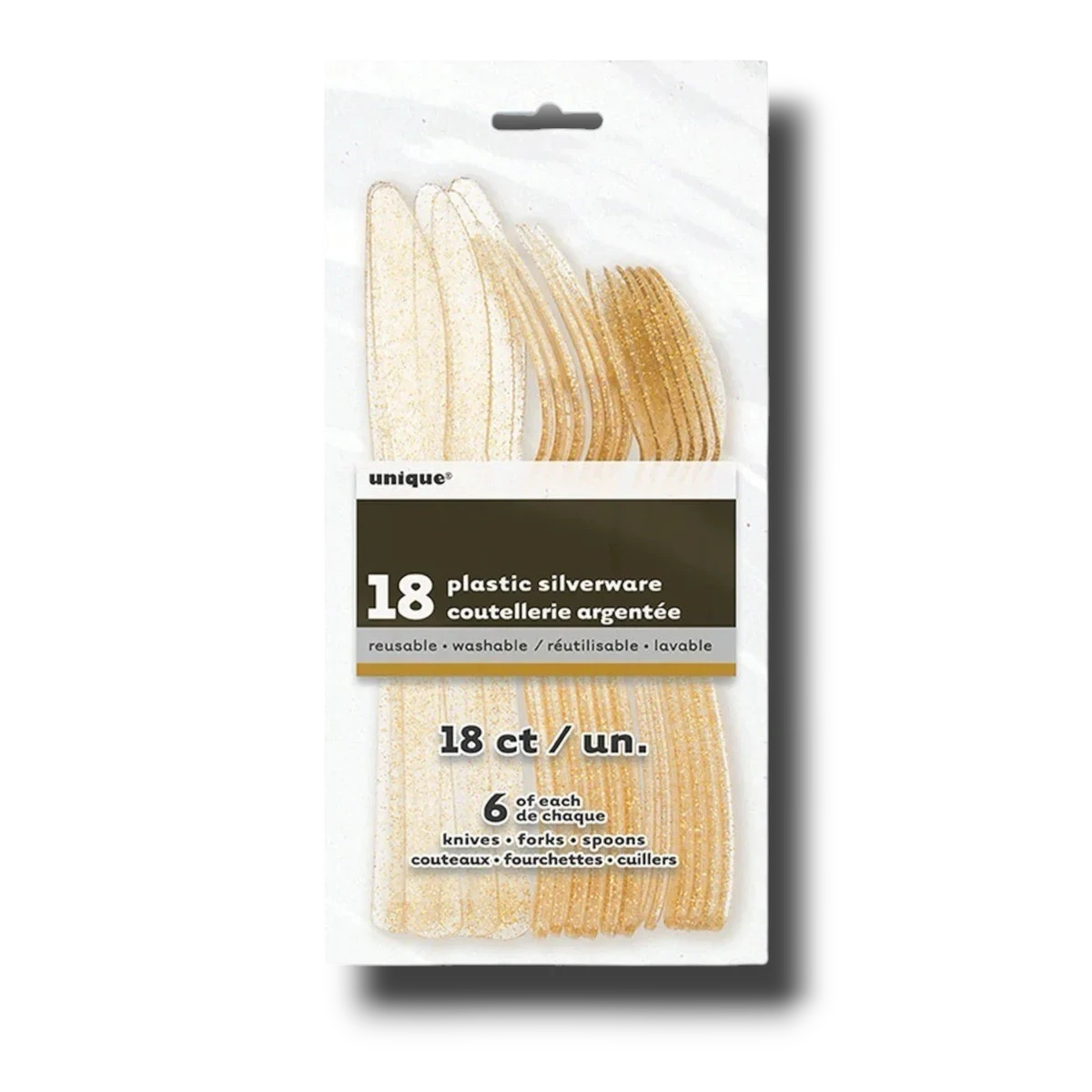 Gold Glitter Cutlery Set (18 pieces)