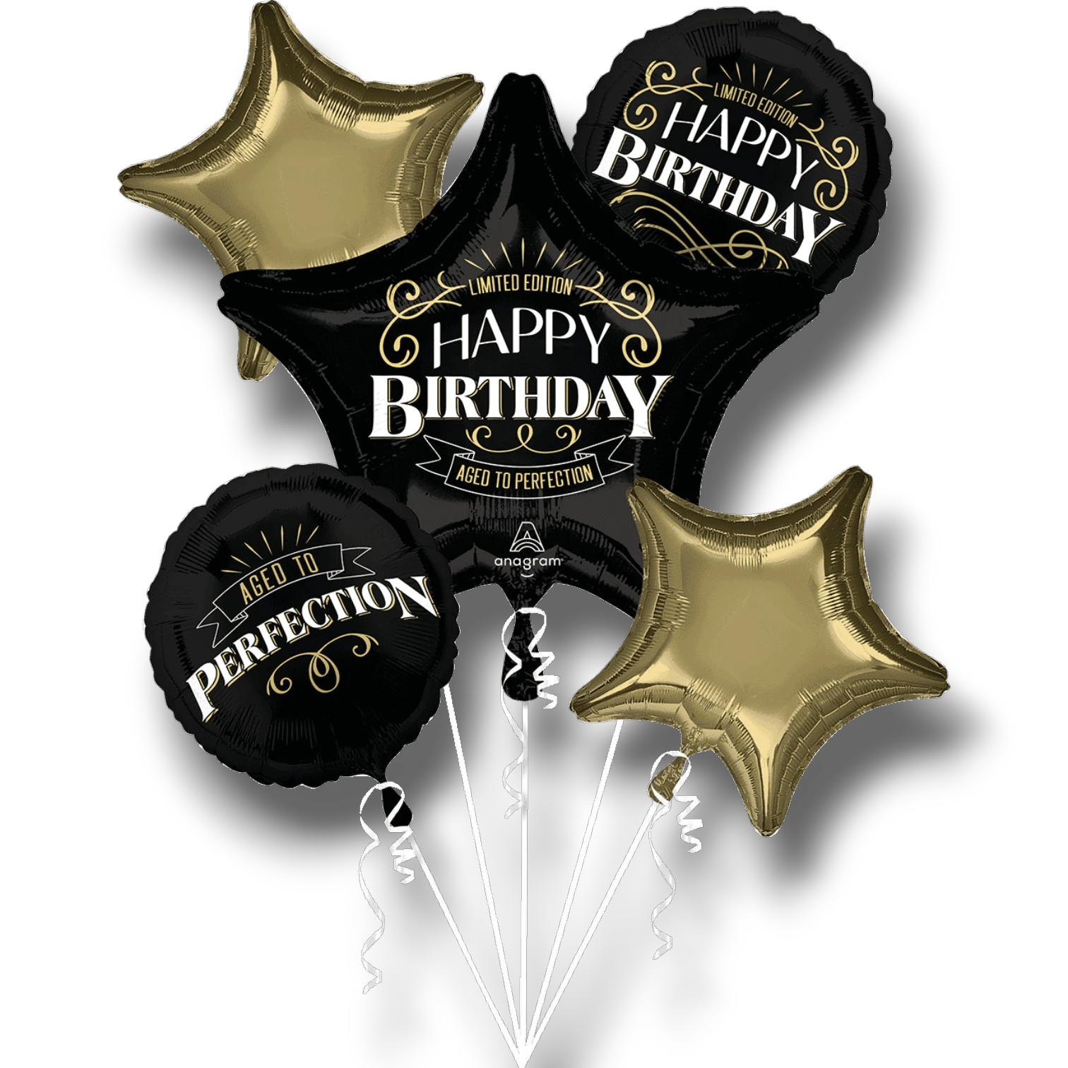 Balloon Bouquet Birthday Black Golden C/5