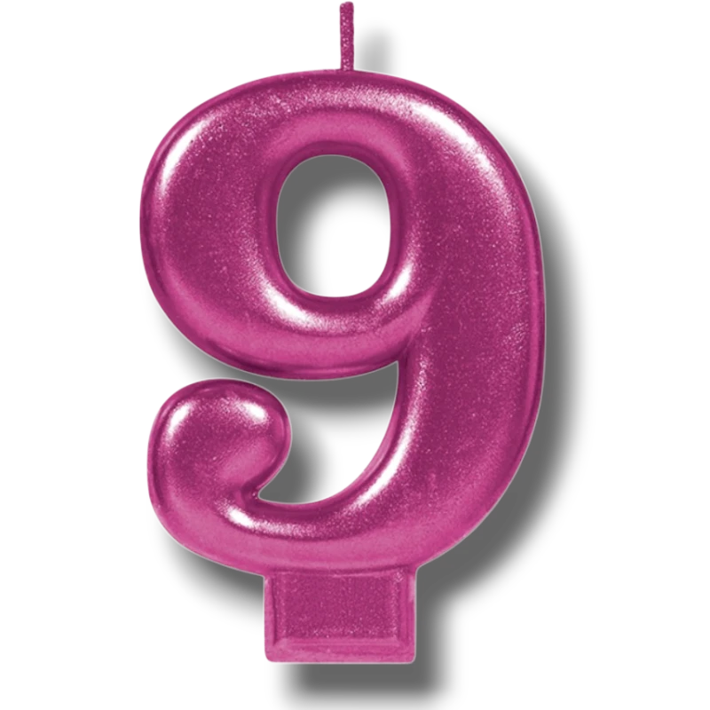Magenta Number 9 Candle C/1