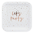 Plato 9" Foil Let's Party Rose Gold C/8