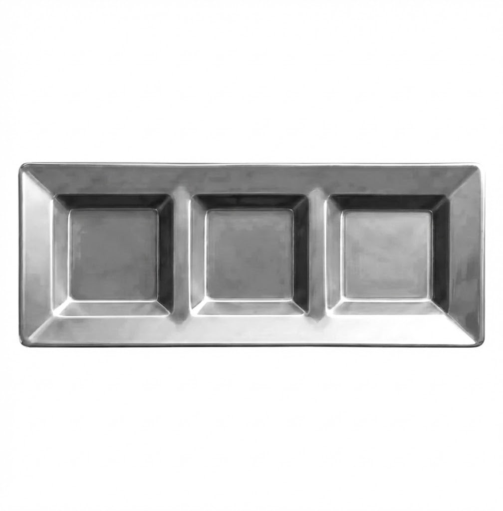Charola Rectangular Con Division Plata C/3
