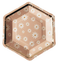 Plate 9" Hexagonal Foil Flowers C/8