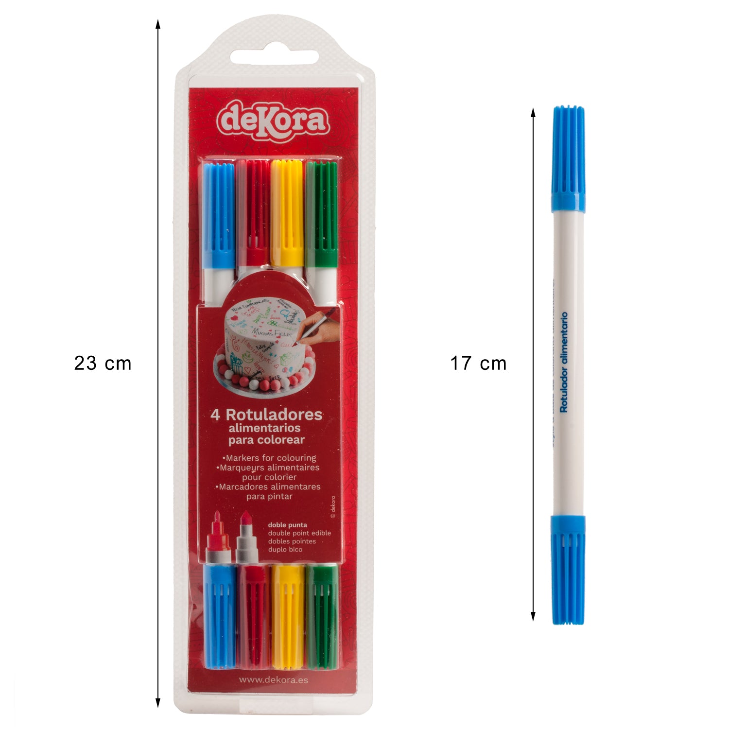Marcador Comestible Para Pastel Doble Punta Colores C/4