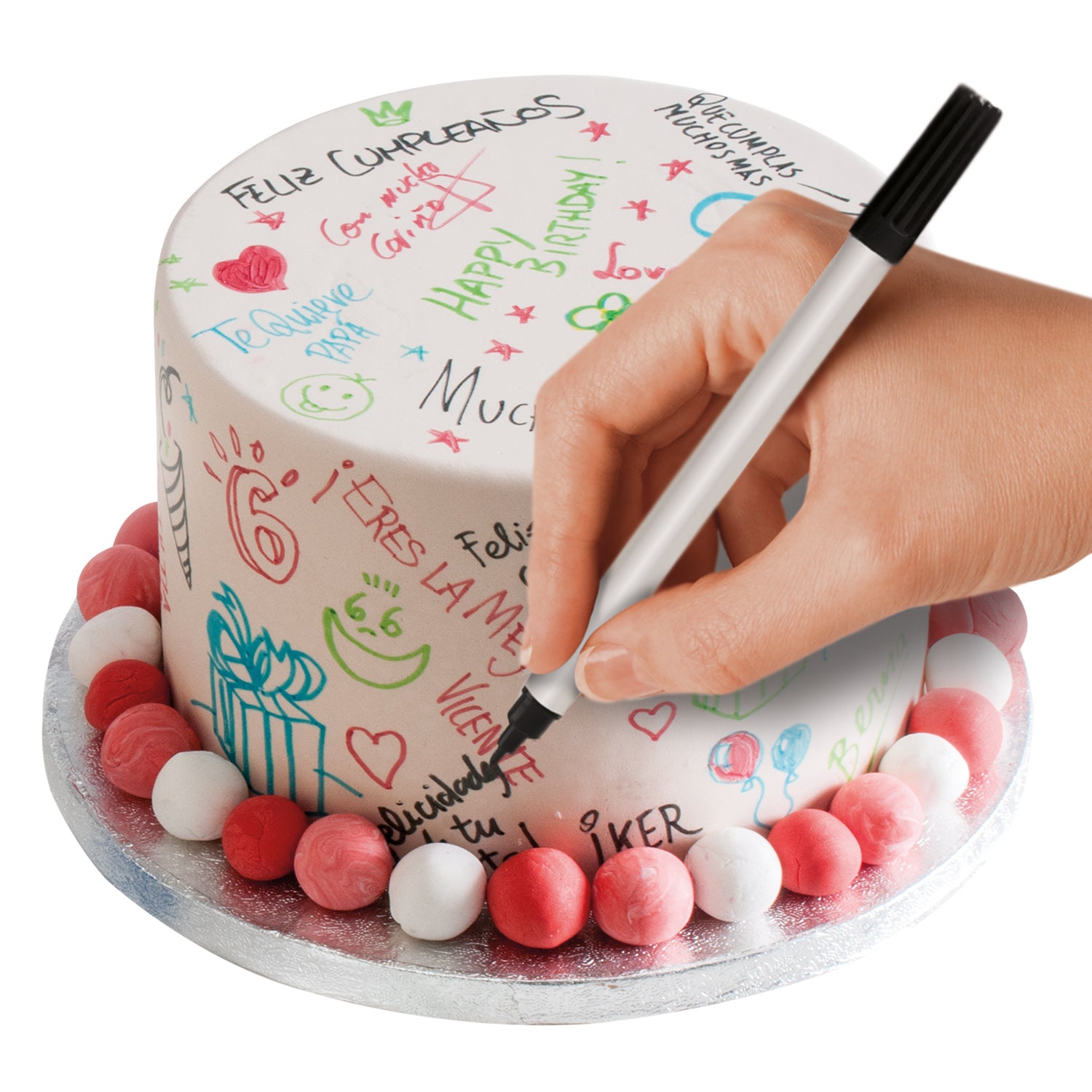 Marcador Comestible Para Pastel Doble Punta Negro C/2