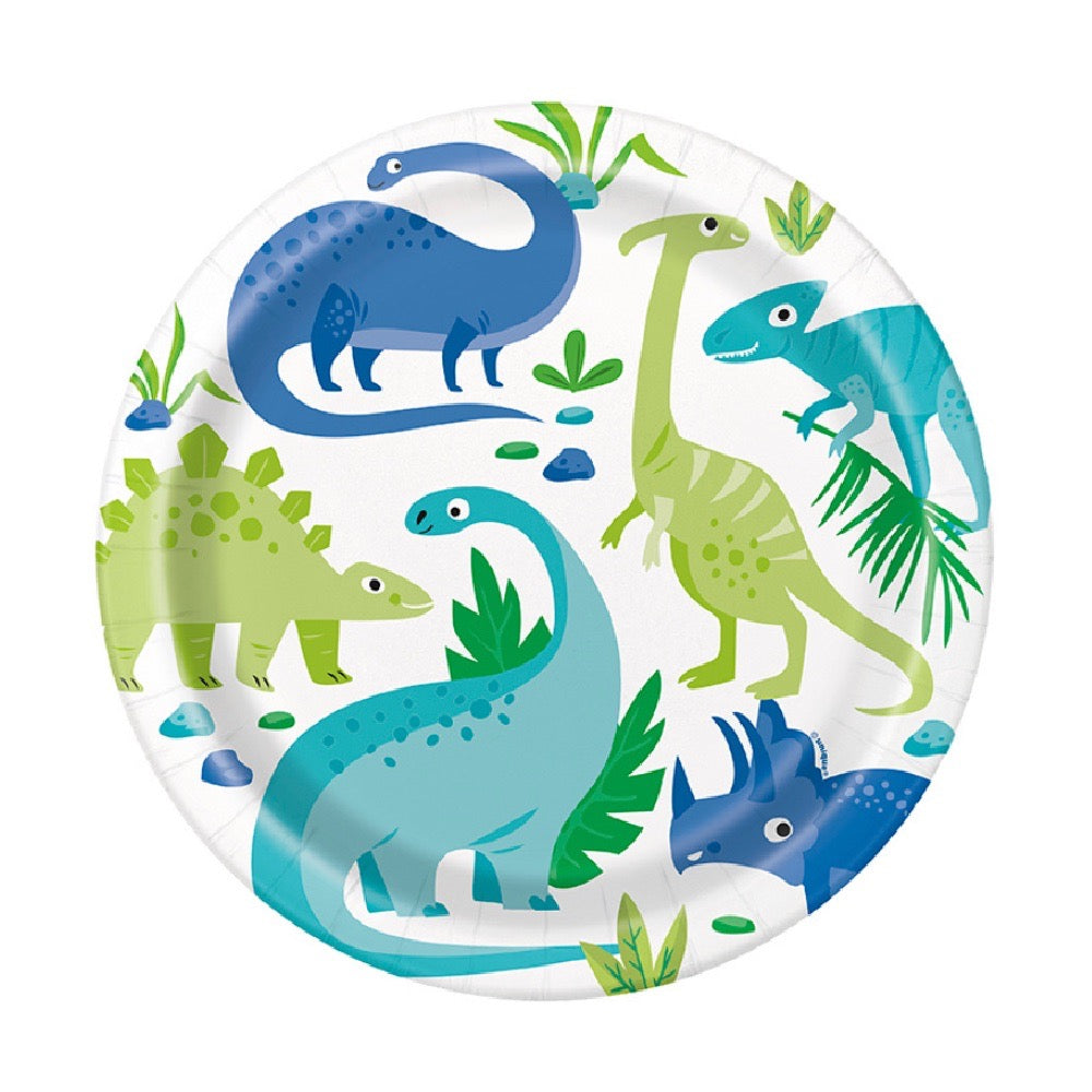 Plate 9" Blue &amp; Green Dinosaur C/8